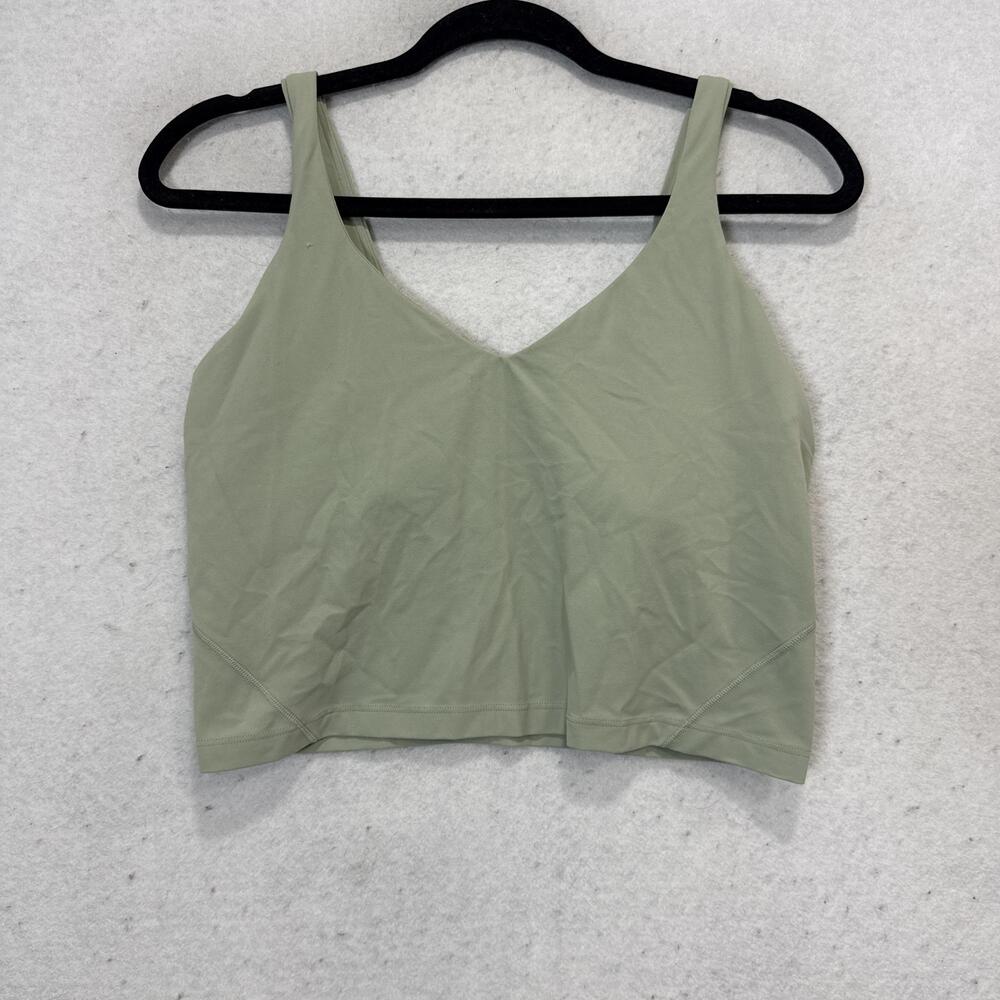 Lululemon Sports Bra Womens 12 Green V Neck Longline Tank Yoga Athletic Top